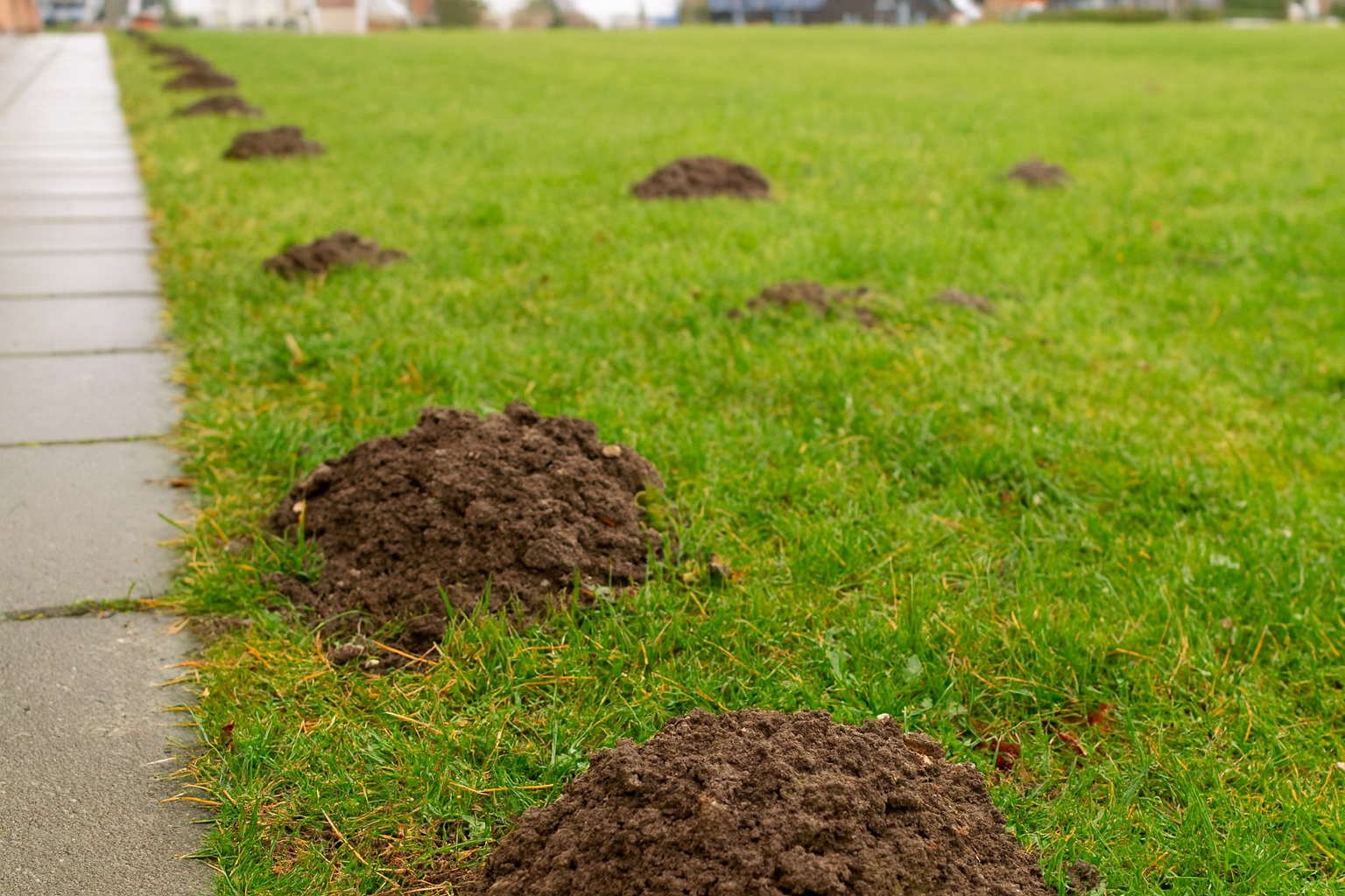 Molehills in a field